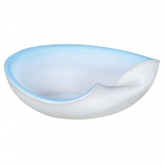 Organic form blue Murano glass bowl